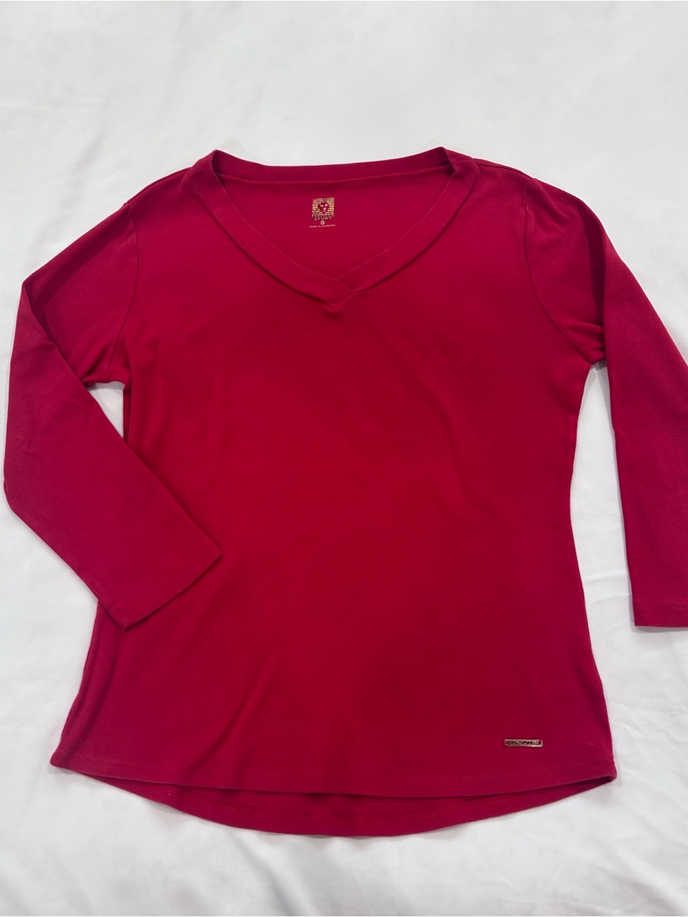 Anne Klein Deep Raspberry V-Neck Long Sleeve Top